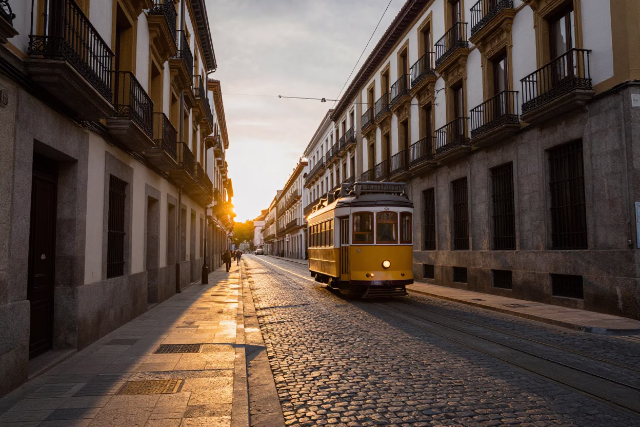 Sunset Glow in Madrid at Sunset Light in in Madrid, Spain