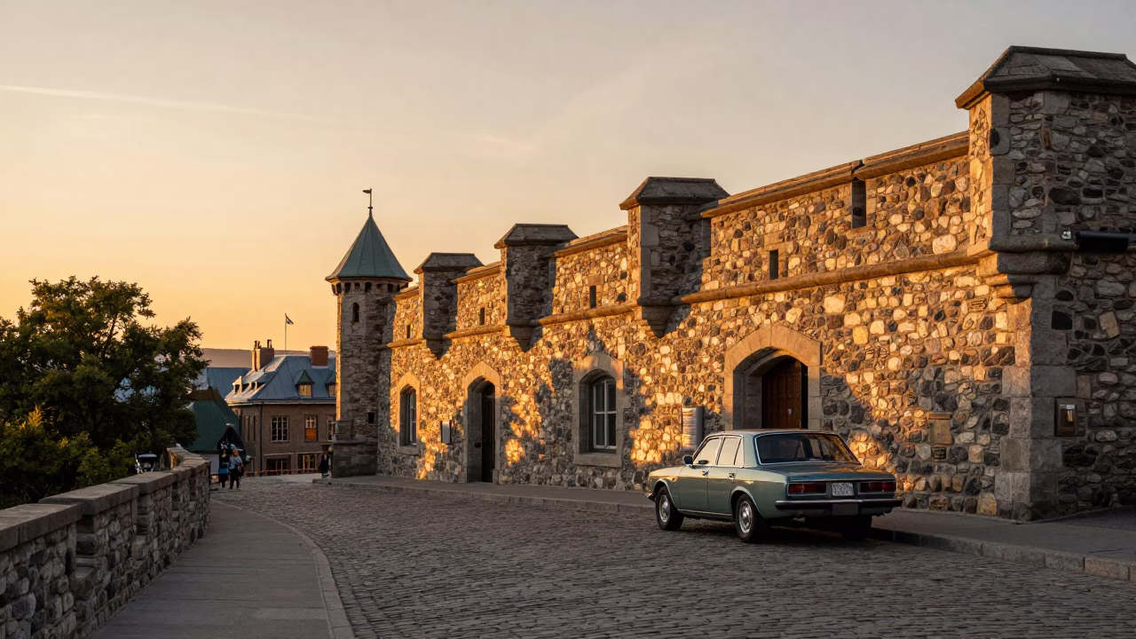 Sunset Glow in Quebec City at Sunset Light in in Quebec City, Quebec, Canada