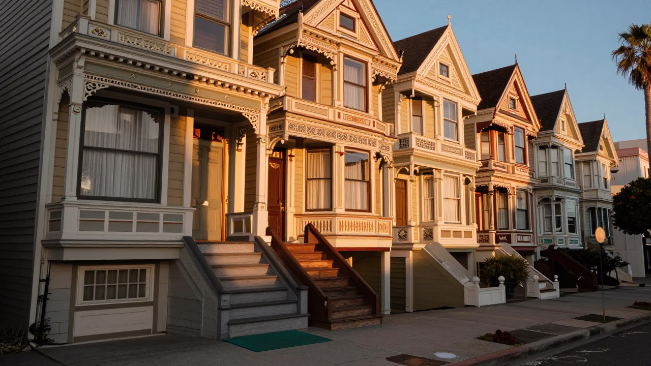 Sunset Glow in San Francisco at Sunset Light in in San Francisco, California, United States