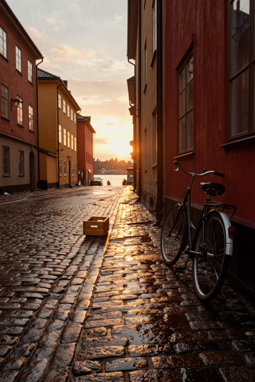 Sunset Glow in Stockholm at Sunset Light in in Stockholm, Sweden