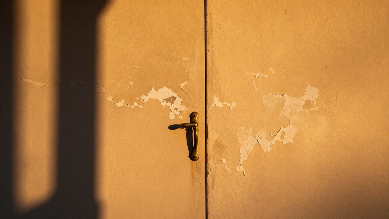 Sunset Glow on Cracked Stucco Wall Near Salamanca Market Hobart Tasmania in in Hobart, Tasmania, Australia