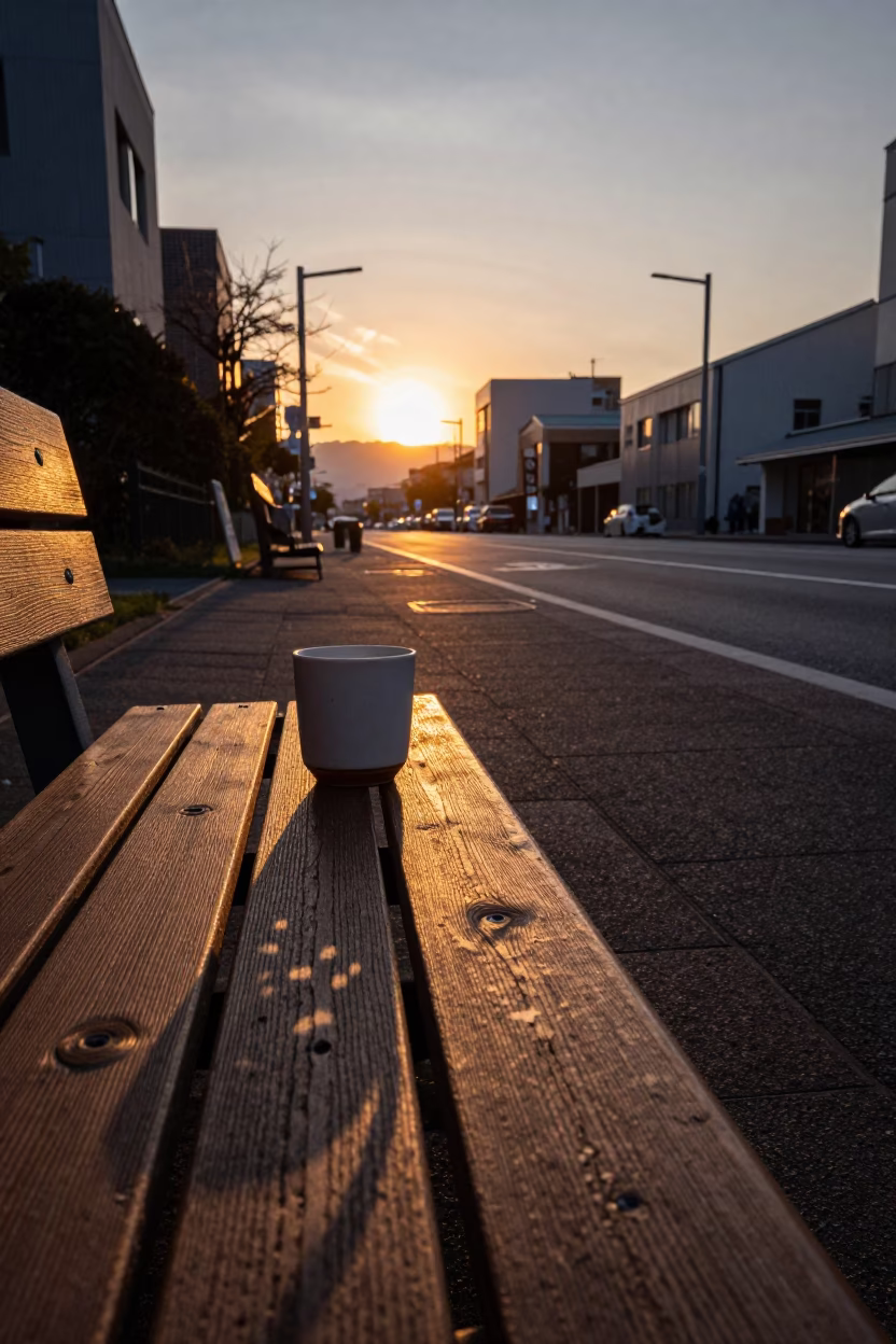 Sunset Glow Over Sapporo Street With Wicker Shadow and Urban Life in Japan in in Sapporo, Japan