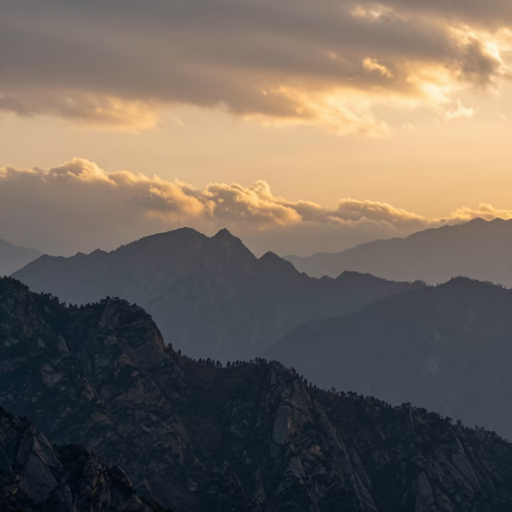 Sunset Over Himalayan Ridge in Himachal Pradesh in in Himachal Pradesh