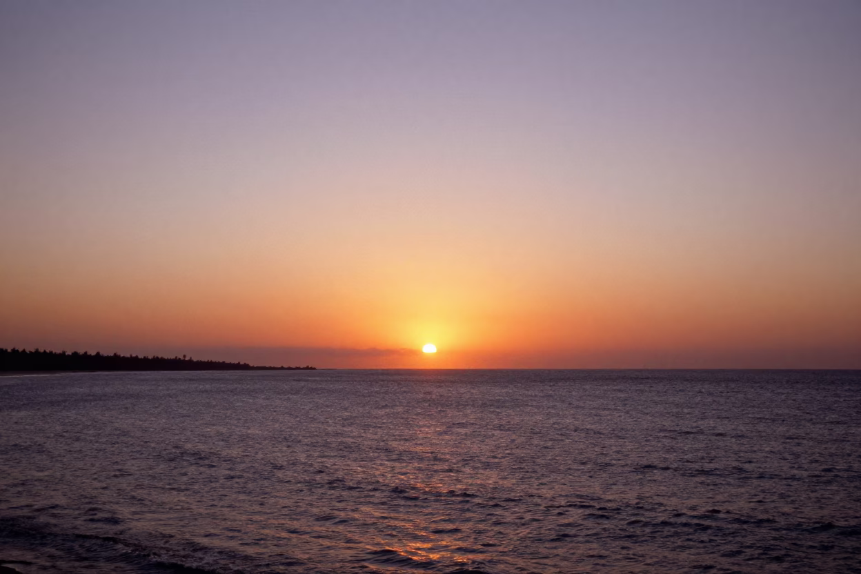 Sunset Horizon View of Durban South Africa Coastline with Ocean and City Skyline in in Durban, South Africa