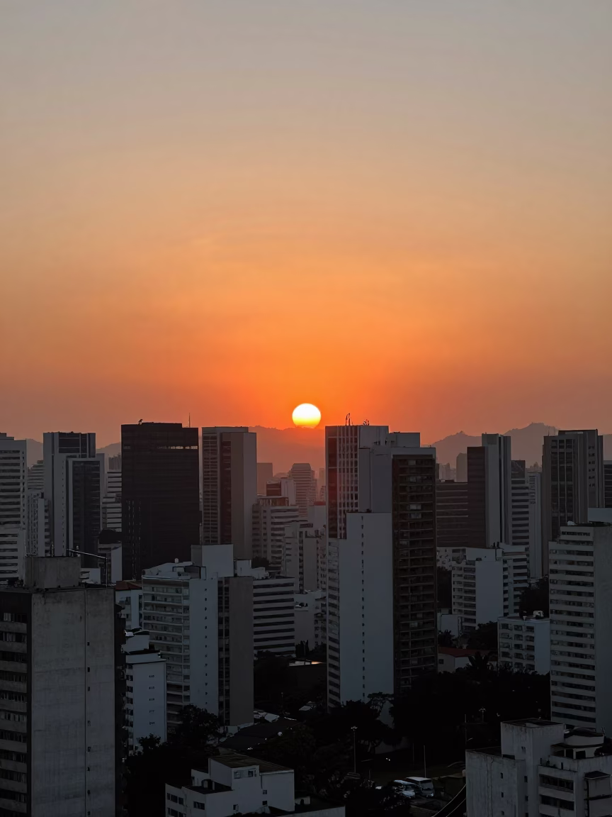 Sunset Horizon View of São Paulo Brazil Skyline and Urban Landscape in in São Paulo, Brazil