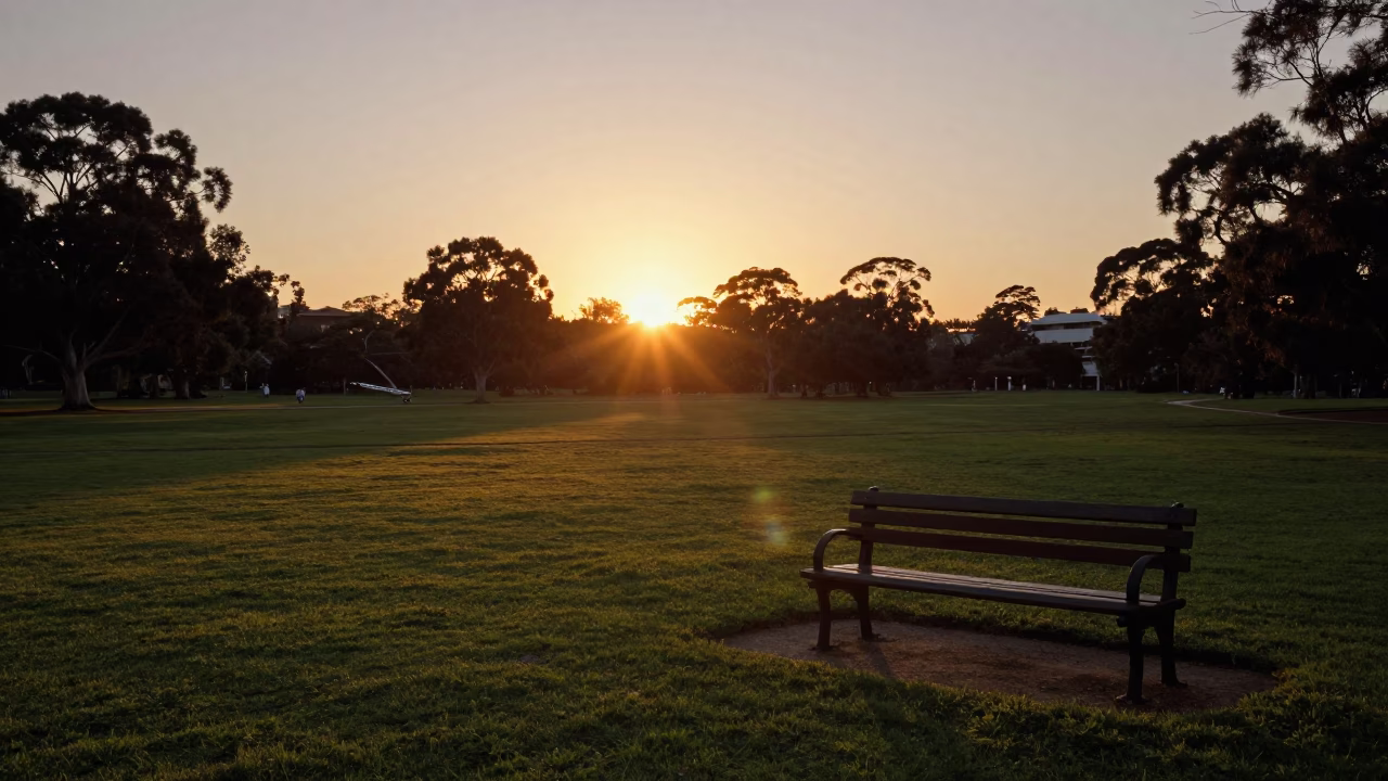 Sunset in Adelaide at As The Sun Drops Toward The Horizon in in Adelaide, South Australia, Australia