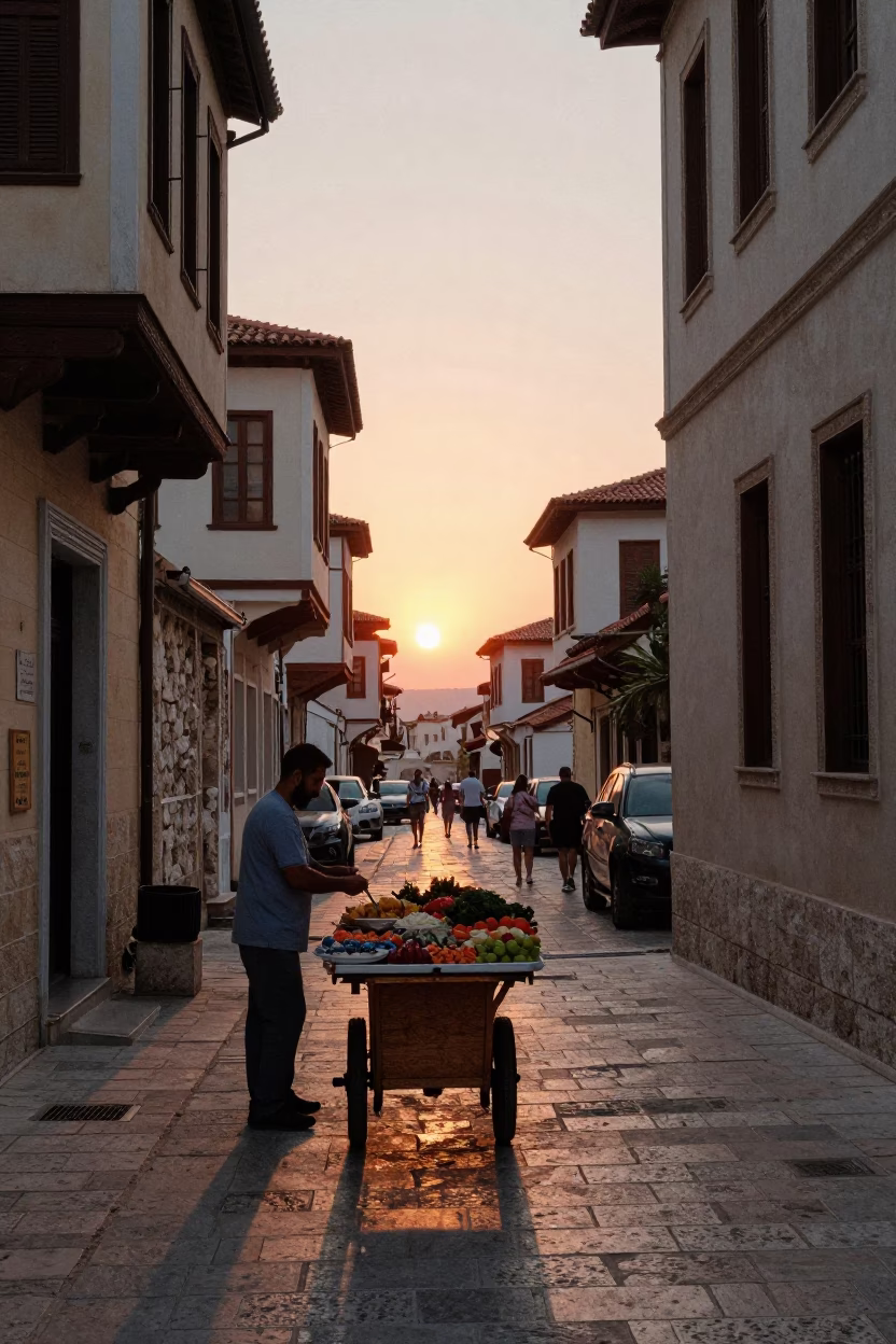 Sunset in Athens at As The Sun Drops Toward The Horizon in in Athens, Greece