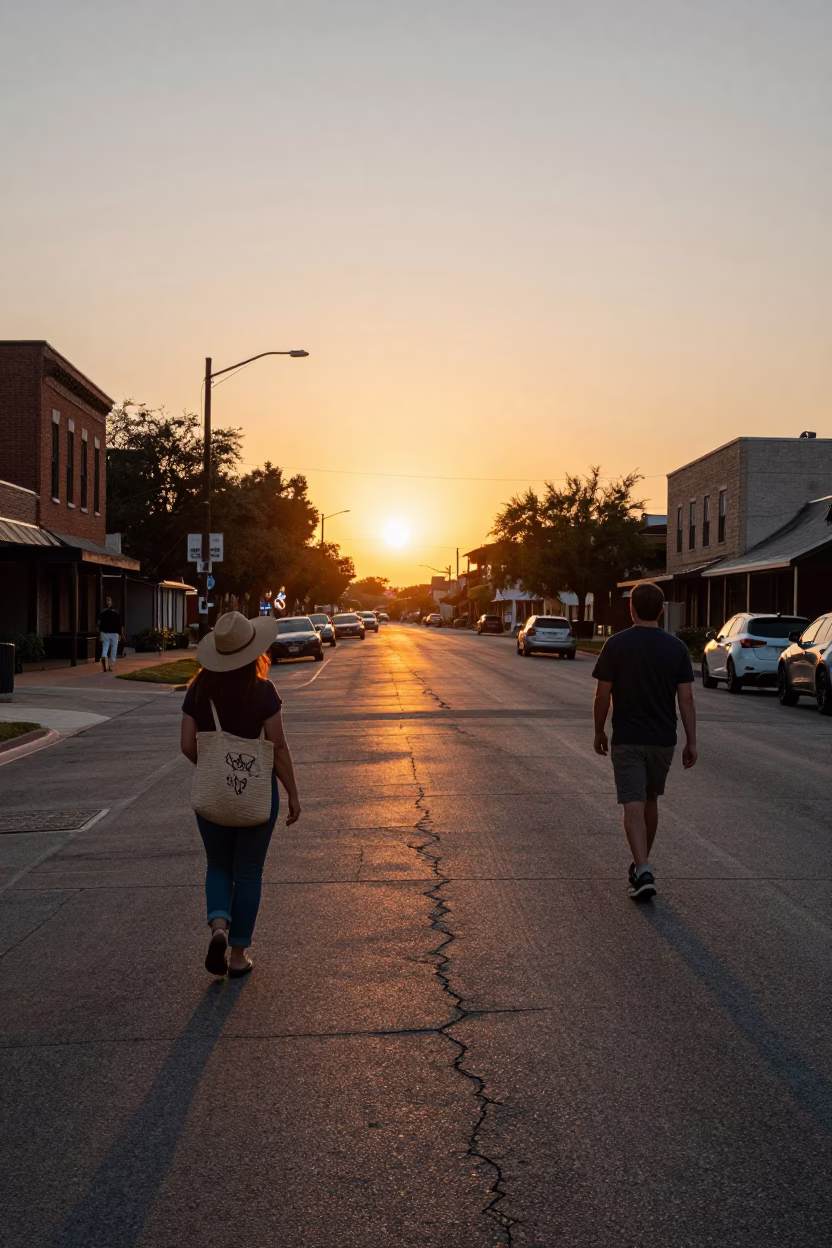 Sunset in Austin at As The Sun Drops Toward The Horizon in in Austin, Texas, United States