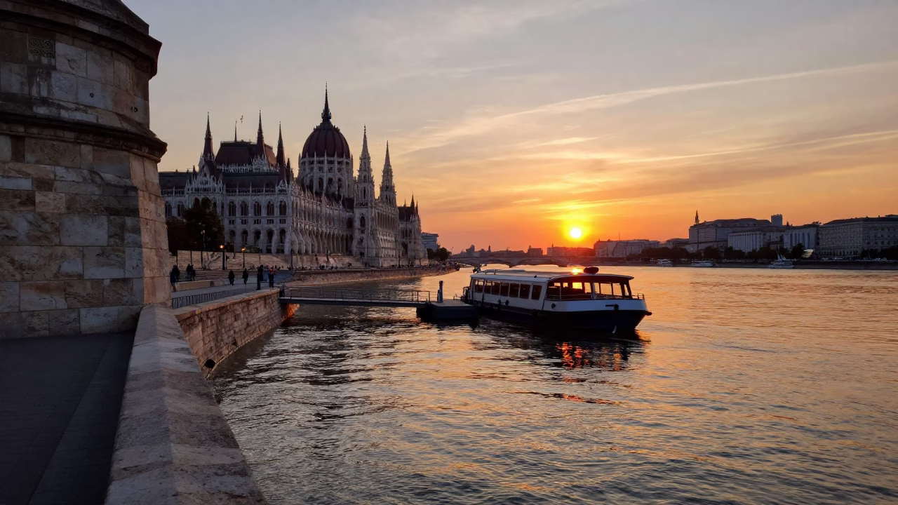 Sunset in Budapest at Sunset Light in in Budapest, Hungary