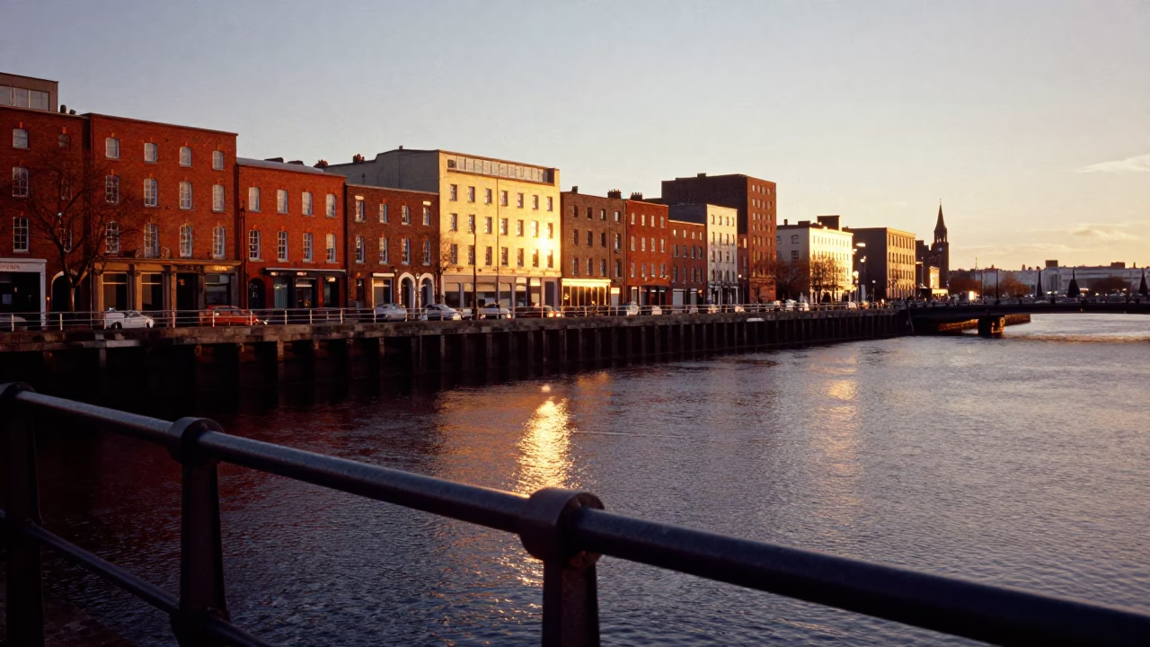 Sunset in Dublin at Sunset Light in in Dublin, Ireland