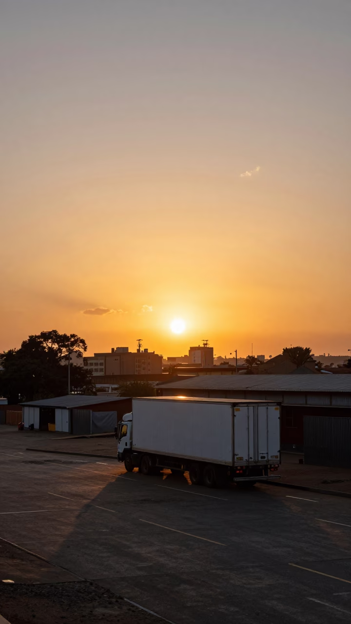 Sunset in Johannesburg at As The Sun Drops Toward The Horizon in in Johannesburg, South Africa