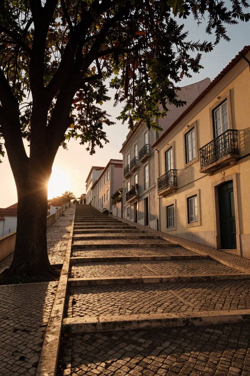 Sunset in Lisbon at Sunset Light in in Lisbon, Portugal