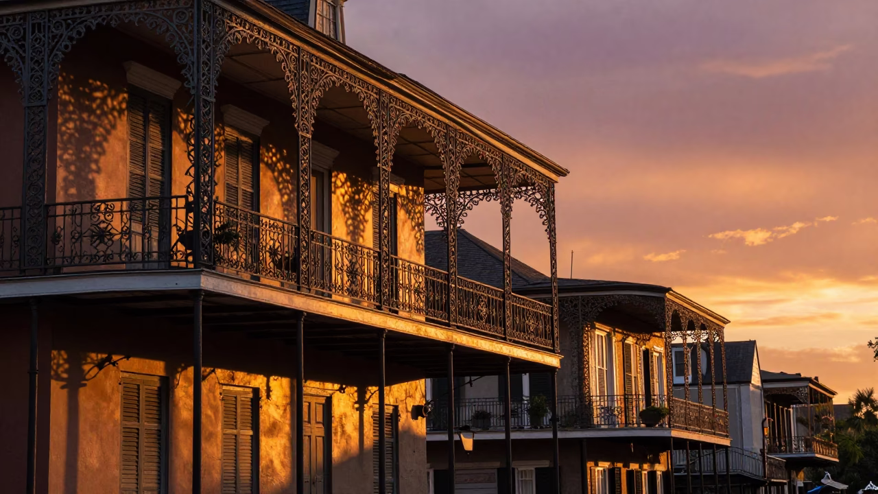 Sunset in New Orleans at Sunset Light in in New Orleans, Louisiana, United States