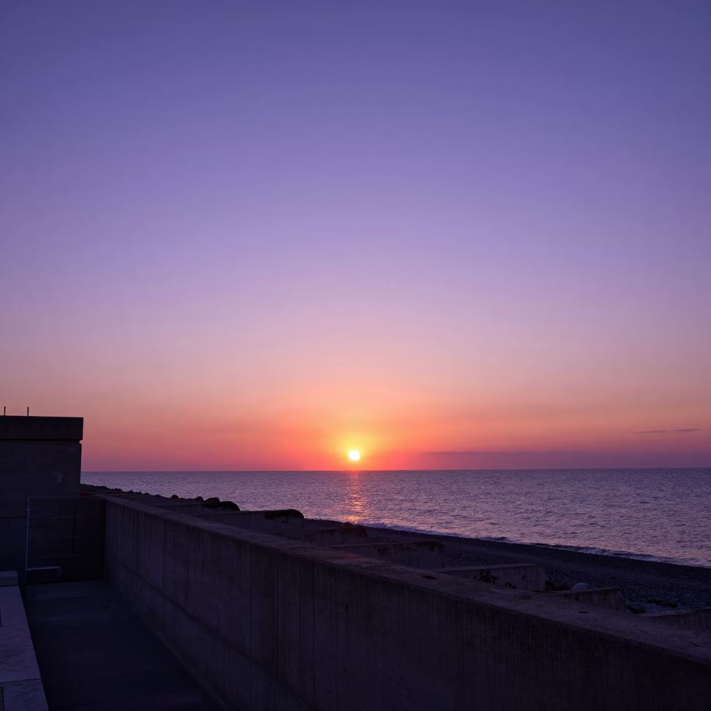 Sunset in Nice at As The Sun Drops Toward The Horizon in in Nice, France
