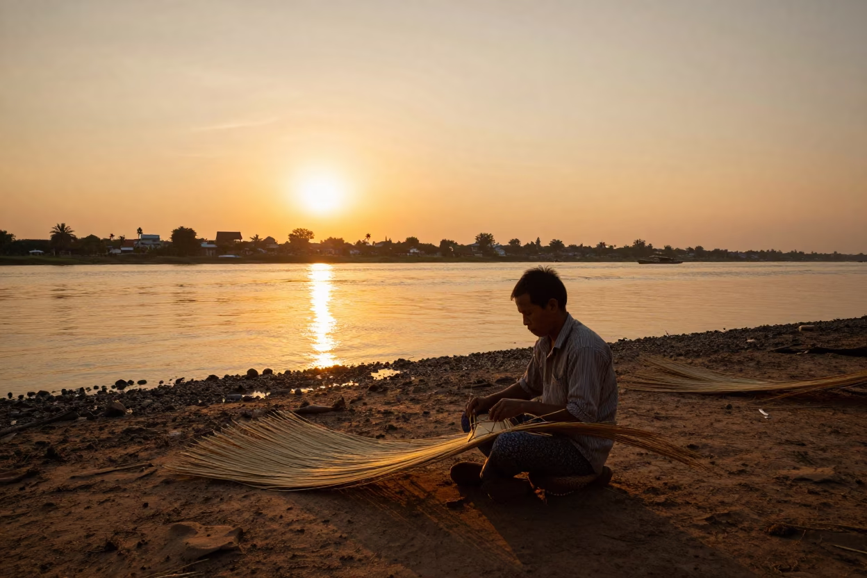 Sunset in Phnom Penh at Sunset Light in in Phnom Penh, Cambodia
