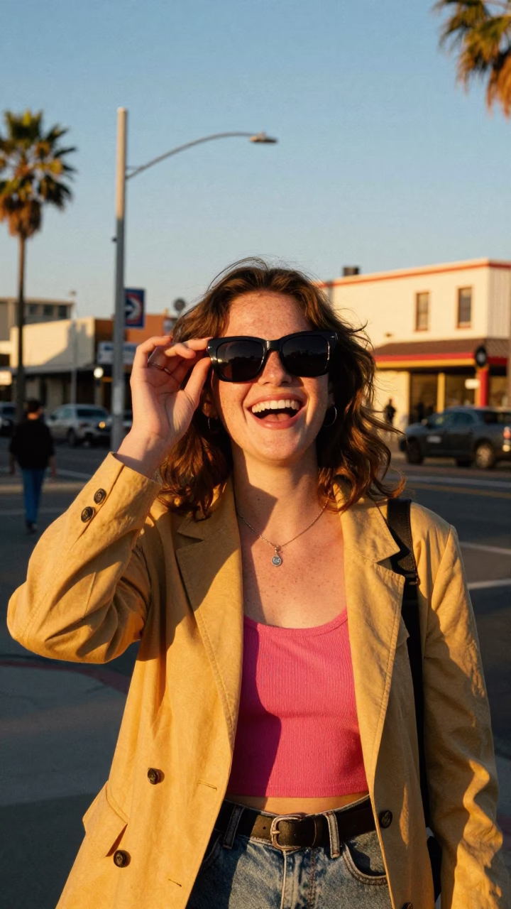 Sunset in San Diego California High Fashion Colorful Candid Moment in in San Diego, California, United States