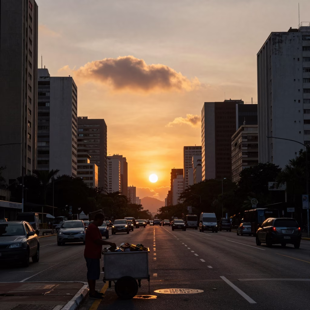Sunset in São Paulo at Sunset Light in in São Paulo, Brazil