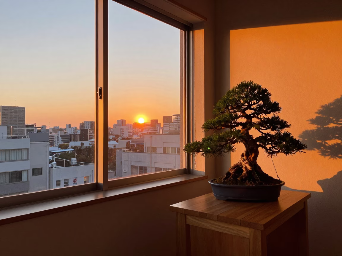 Sunset Interior at Sunset Light in Tokyo in in Tokyo, Japan