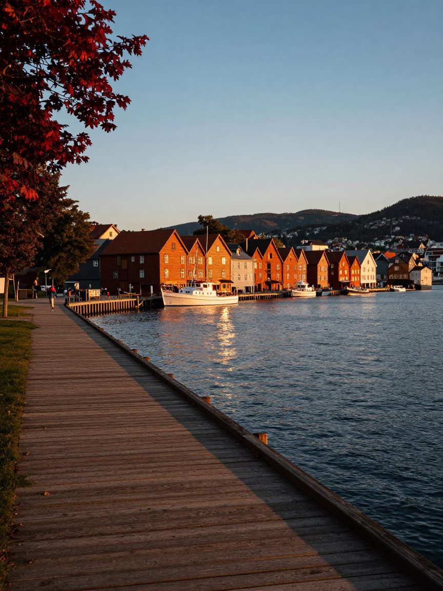 Sunset Light at Sunset Light in Bergen in in Bergen, Norway