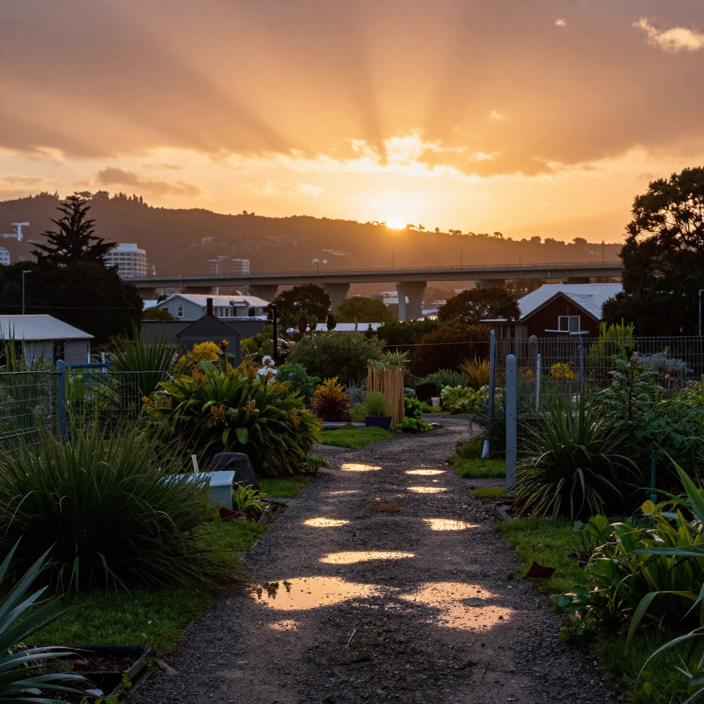 Sunset Light at Sunset Light in Wellington in in Wellington, New Zealand