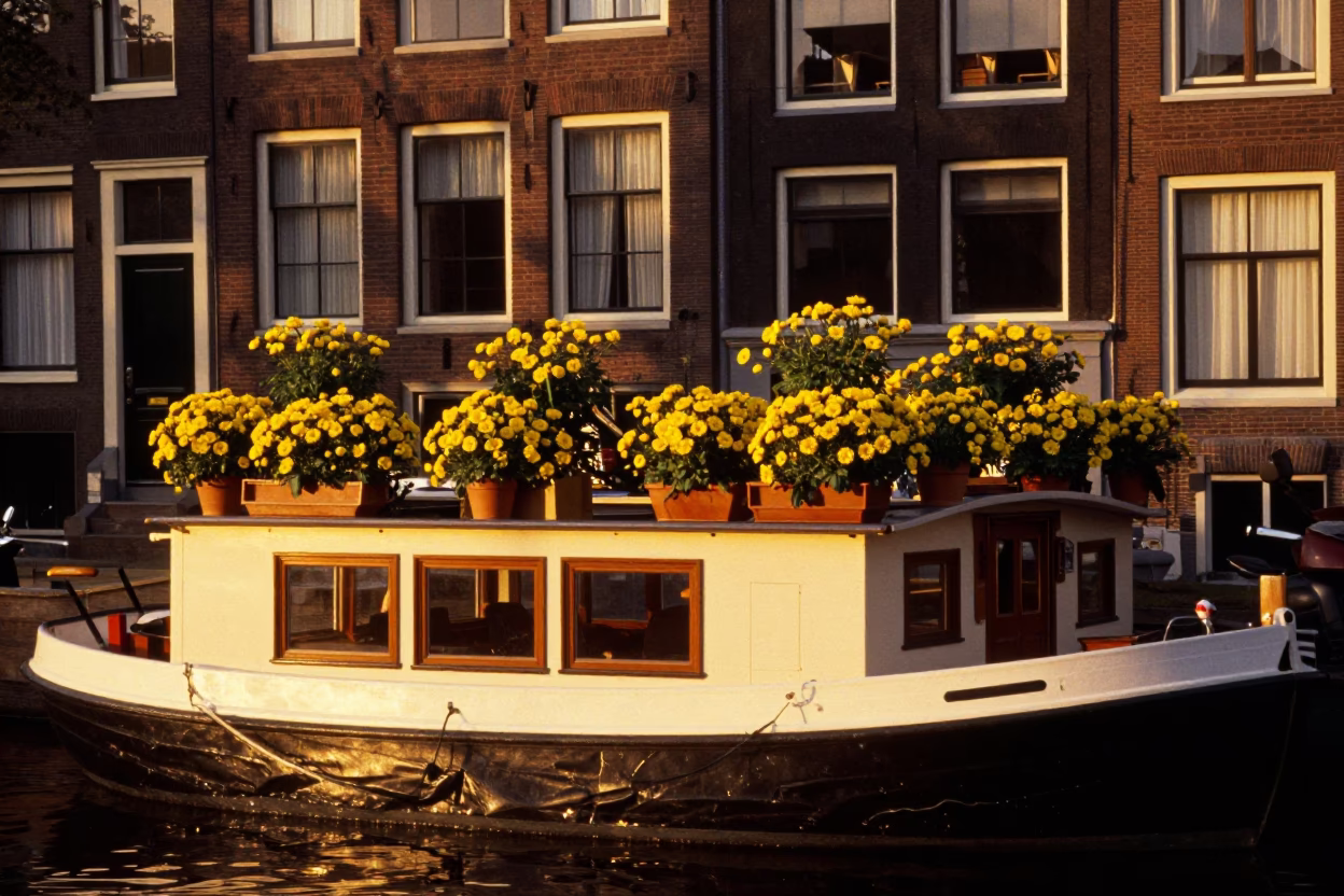Sunset Light in Amsterdam at Sunset Light in in Amsterdam, Netherlands