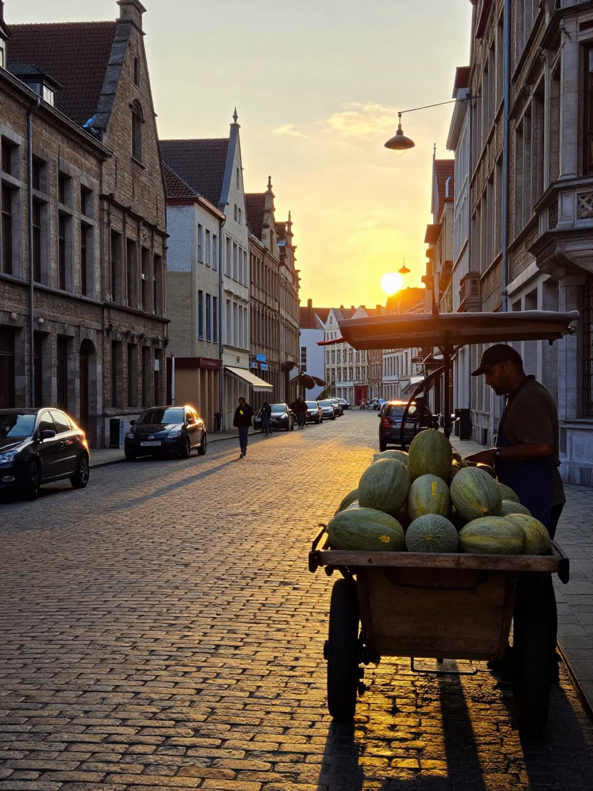 Sunset Light in Brussels at Sunset Light in in Brussels, Belgium