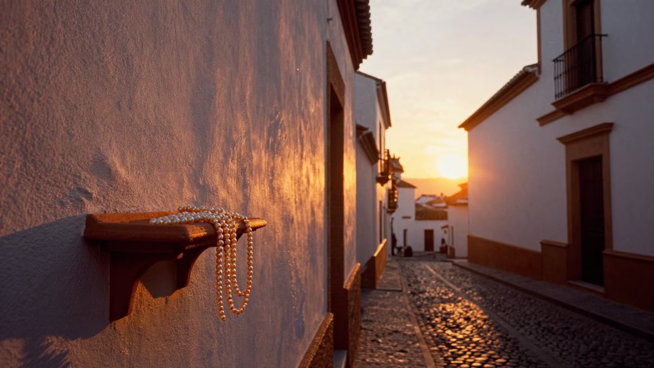 Sunset Light in Granada at As The Sun Drops Toward The Horizon in in Granada, Spain