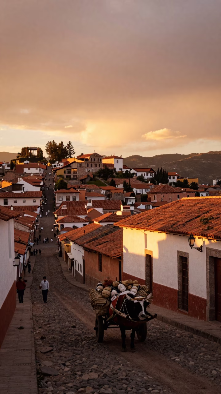 Sunset Light in La Paz at Sunset Light in in La Paz, Bolivia
