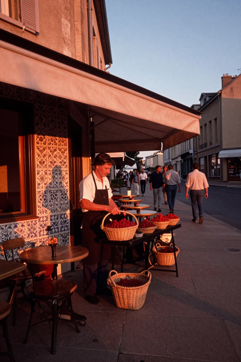 Sunset Light in Nice at Copper-toned Light Before Dusk in in Nice, France