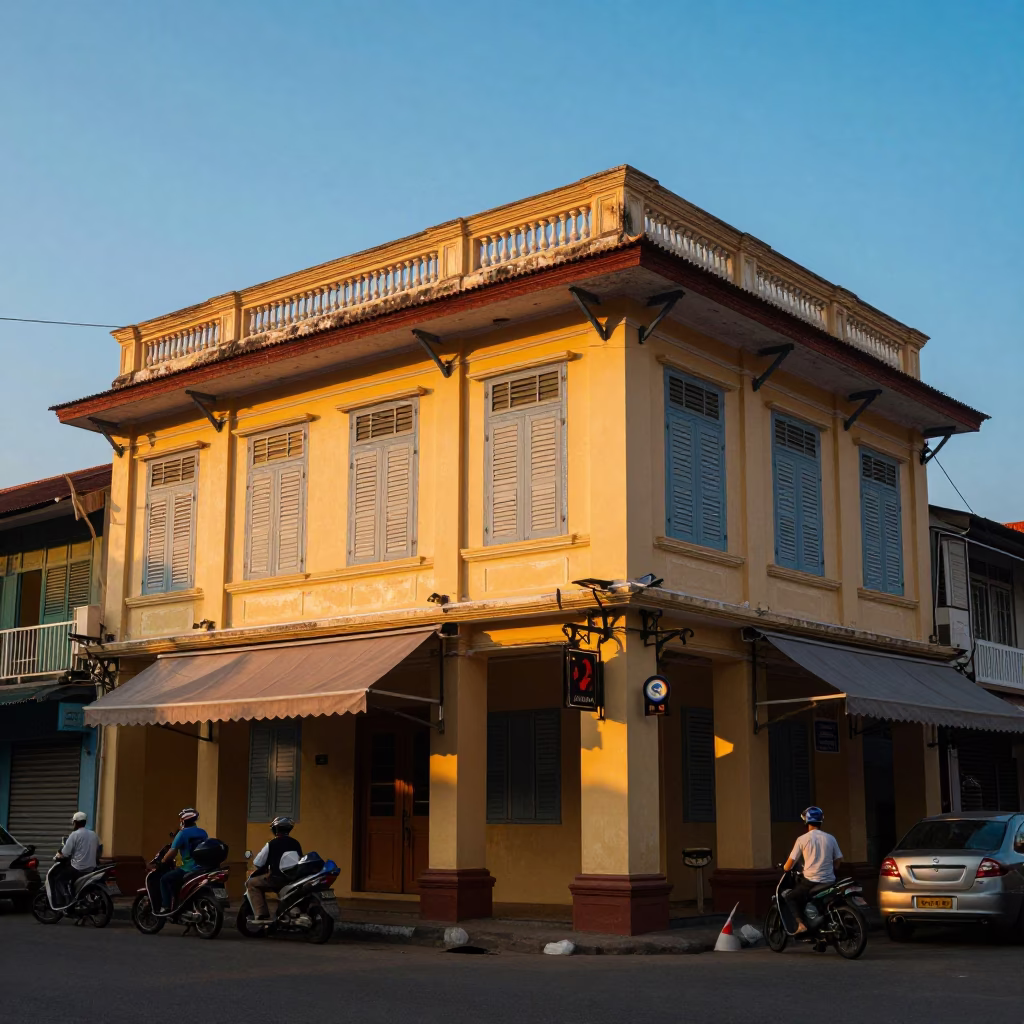 Sunset Light in Phnom Penh at Sunset Light in in Phnom Penh, Cambodia