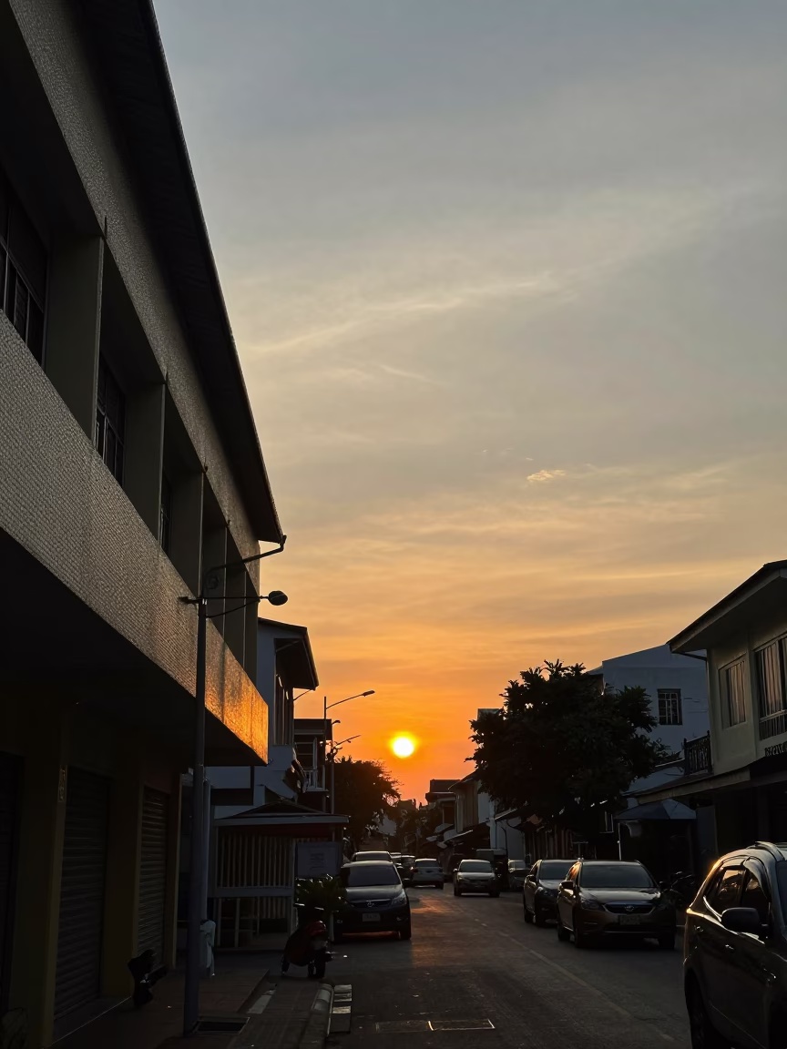 Sunset Light in Phuket at As The Sun Drops Toward The Horizon in in Phuket, Thailand