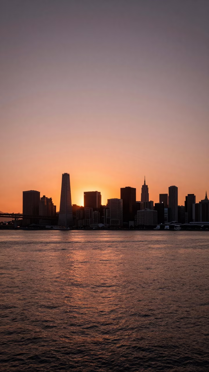 Sunset Light in San Francisco at Copper-toned Light Before Dusk in in San Francisco, California, United States