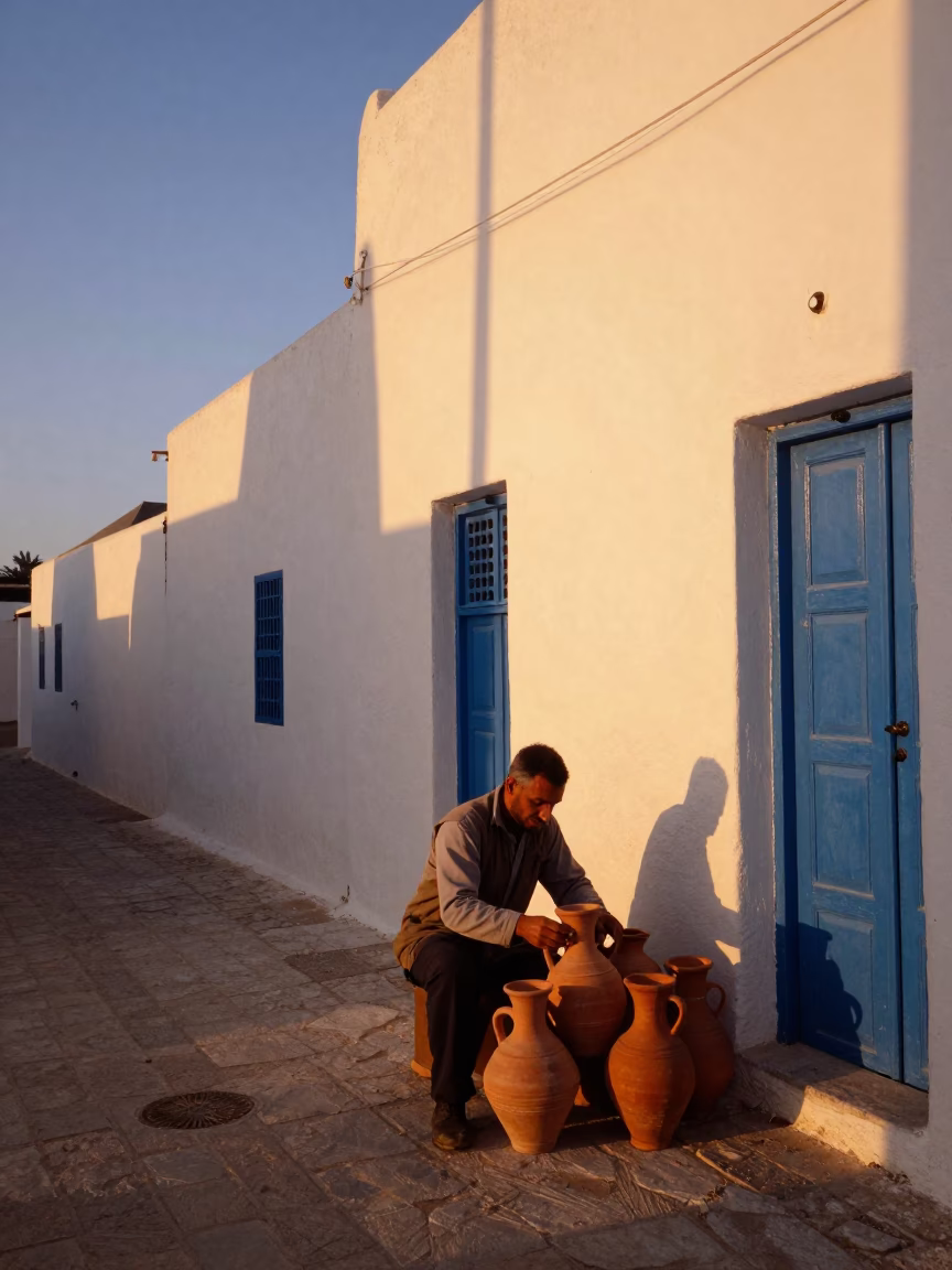 Sunset Light in Tunis at Sunset Light in in Tunis, Tunisia