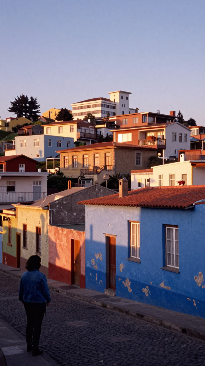 Sunset Light in Valparaiso at Sunset Light in in Valparaiso, Chile