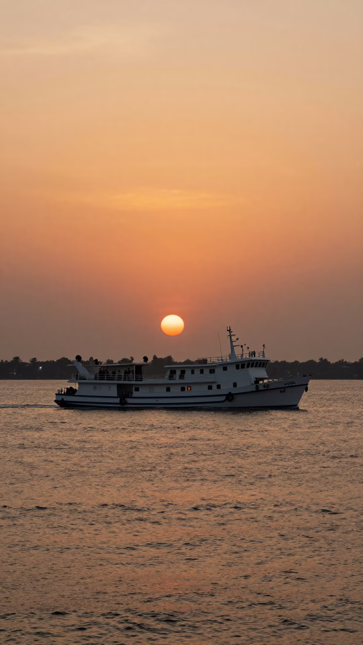 Sunset Light on Backwaters in Kochi in in Kochi, India