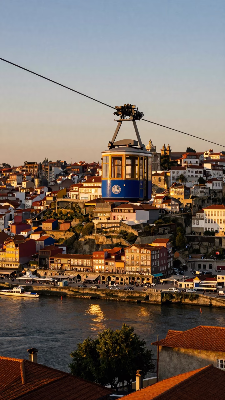 Sunset Light on Cityscape in Porto in in Porto, Portugal