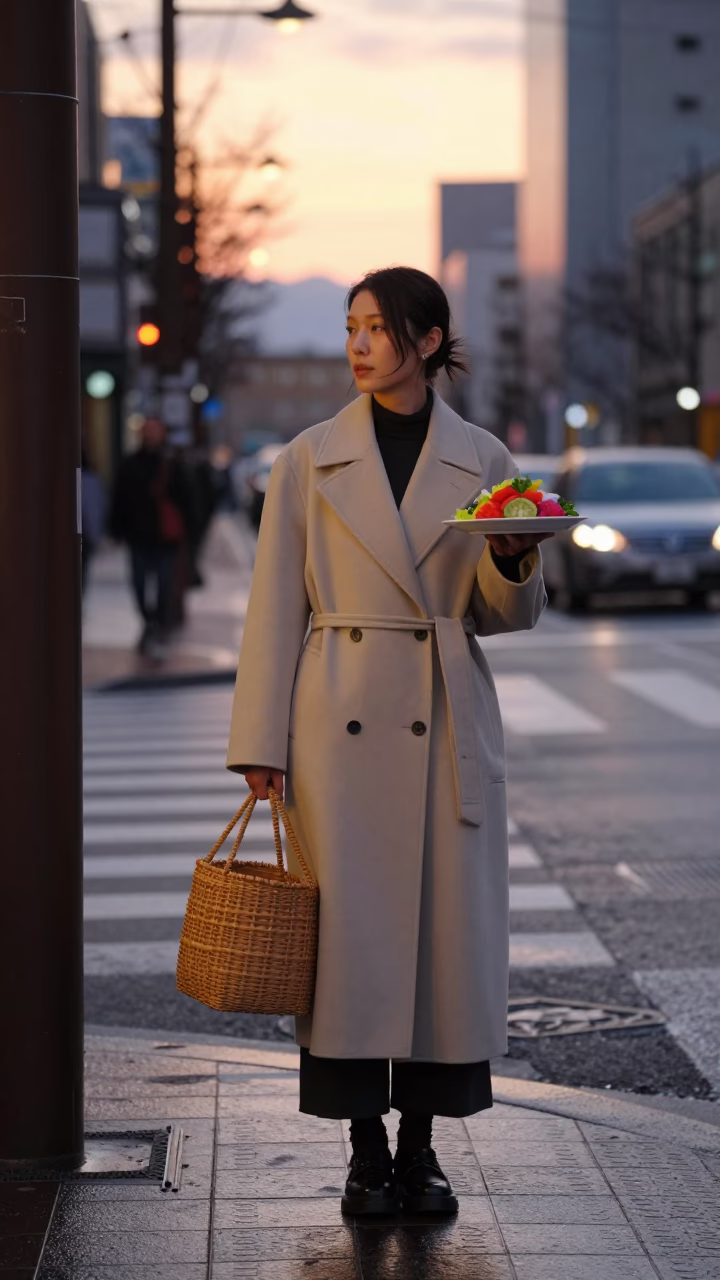 Sunset Light on Fashion Model in Sapporo in in Sapporo, Japan