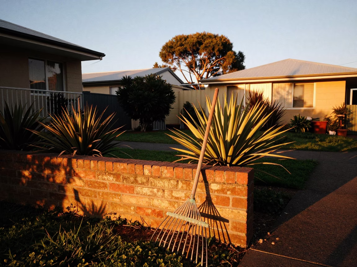 Sunset Light on Garden Scene in Adelaide in in Adelaide, South Australia, Australia