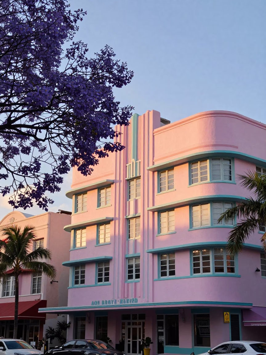 Sunset Light on Jacaranda Tree in Miami in in Miami, Florida, United States