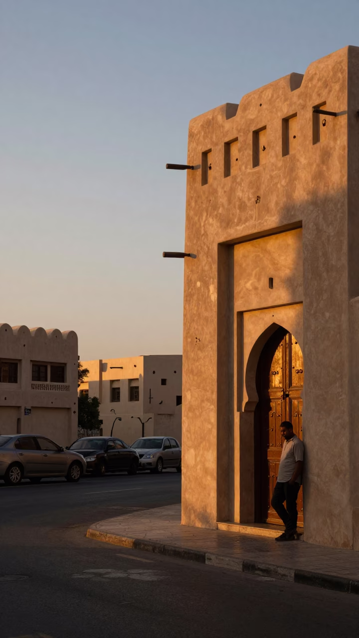 Sunset Light on Local Architecture in Muscat in in Muscat, Oman