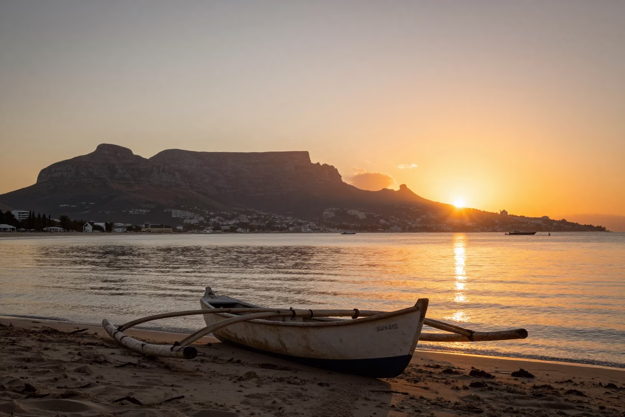 Sunset Light on Mountain Sunset in Cape Town in in Cape Town, South Africa