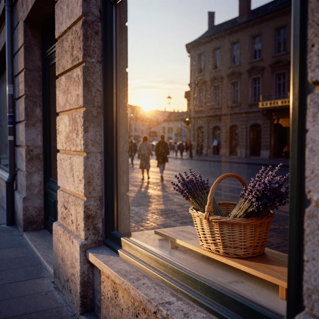 Sunset Light on Pedestrians in Lyon in in Lyon, France