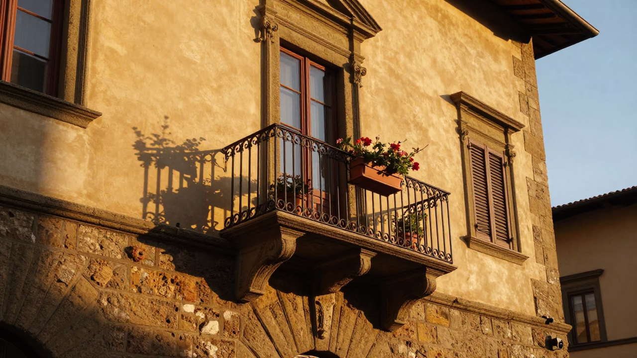 Sunset Light on Renaissance Details and Street Life in Florence Italy in in Florence, Italy