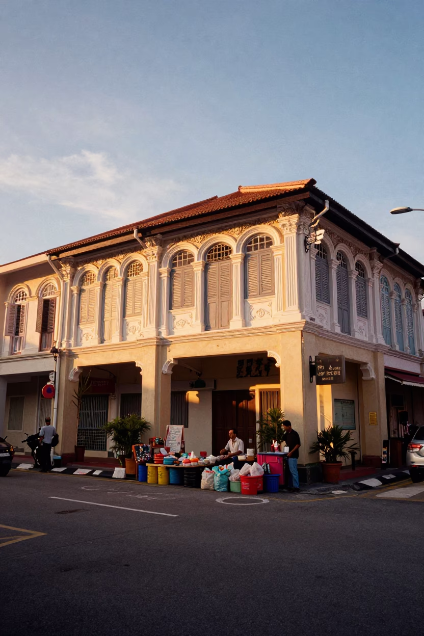 Sunset Light on Scene Sunset in George Town in in George Town, Malaysia