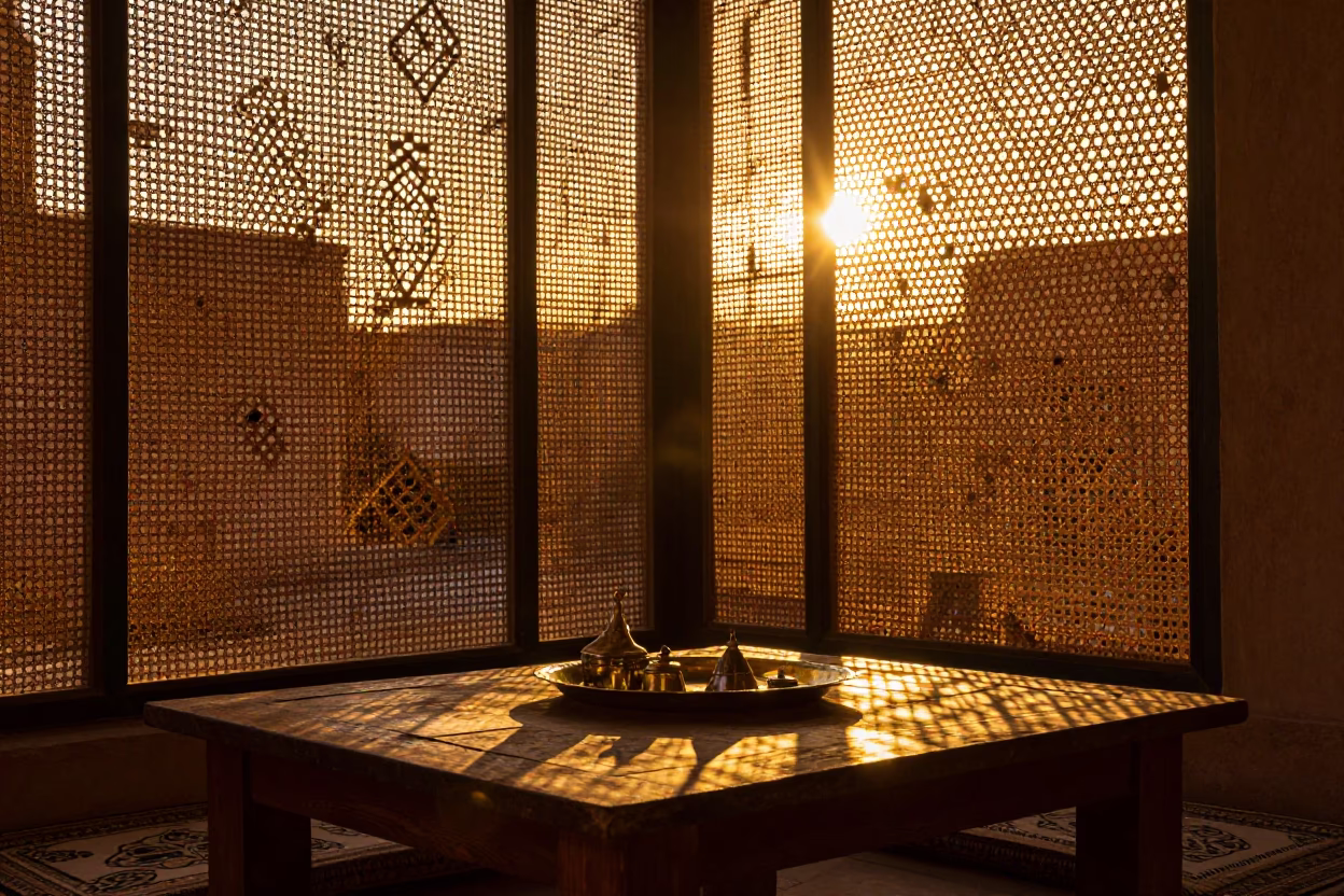 Sunset Light on Set Medina in Marrakech in in Marrakech, Morocco