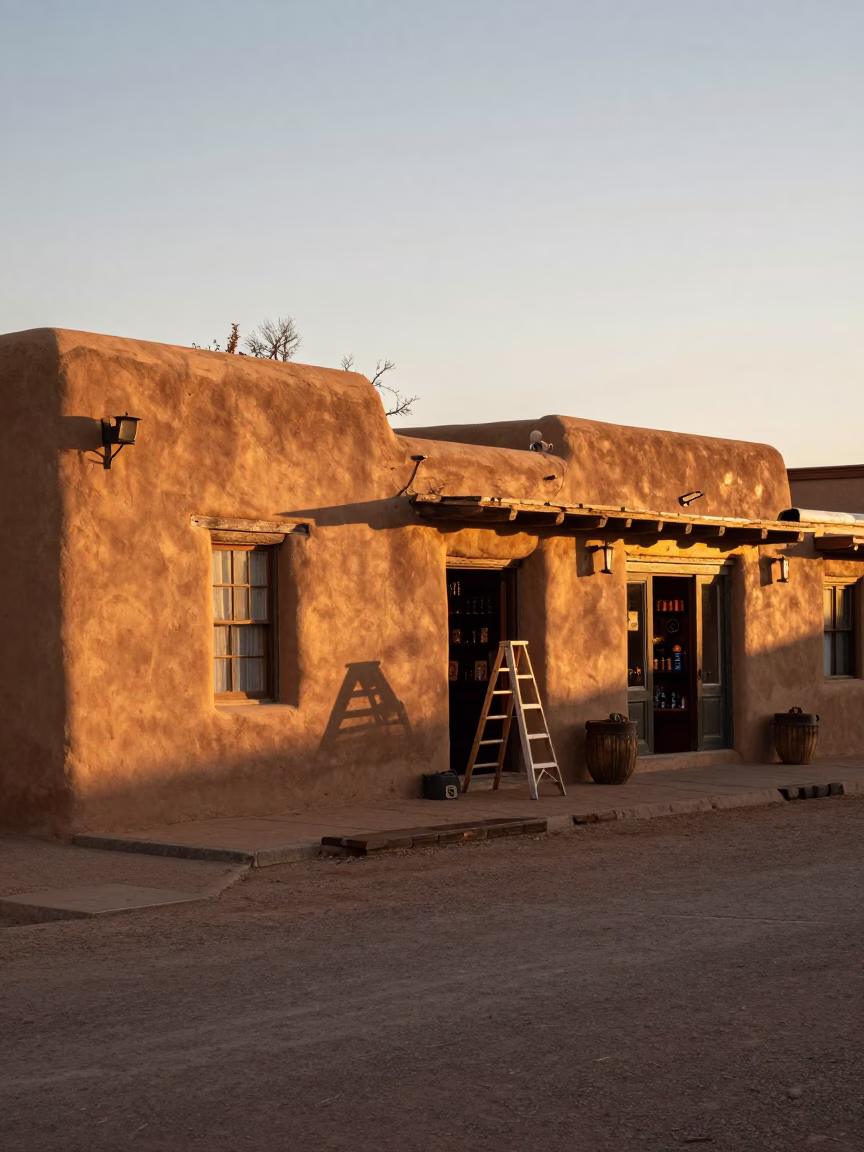 Sunset Light on Street Life in Santa Fe in in Santa Fe, New Mexico, United States