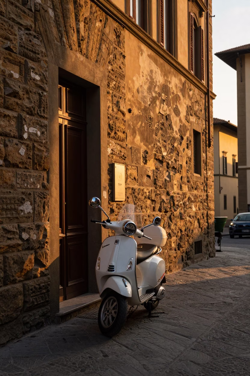 Sunset Light on Street Scene in Florence in in Florence, Italy