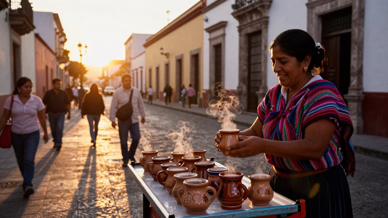 Sunset Light on Street Scene in Guadalajara in in Guadalajara, Mexico