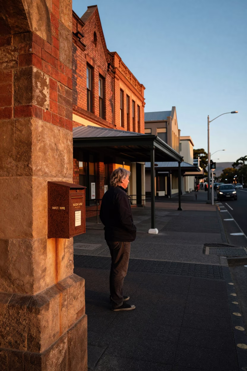 Sunset Light on Street Scene in Hobart in in Hobart, Tasmania, Australia