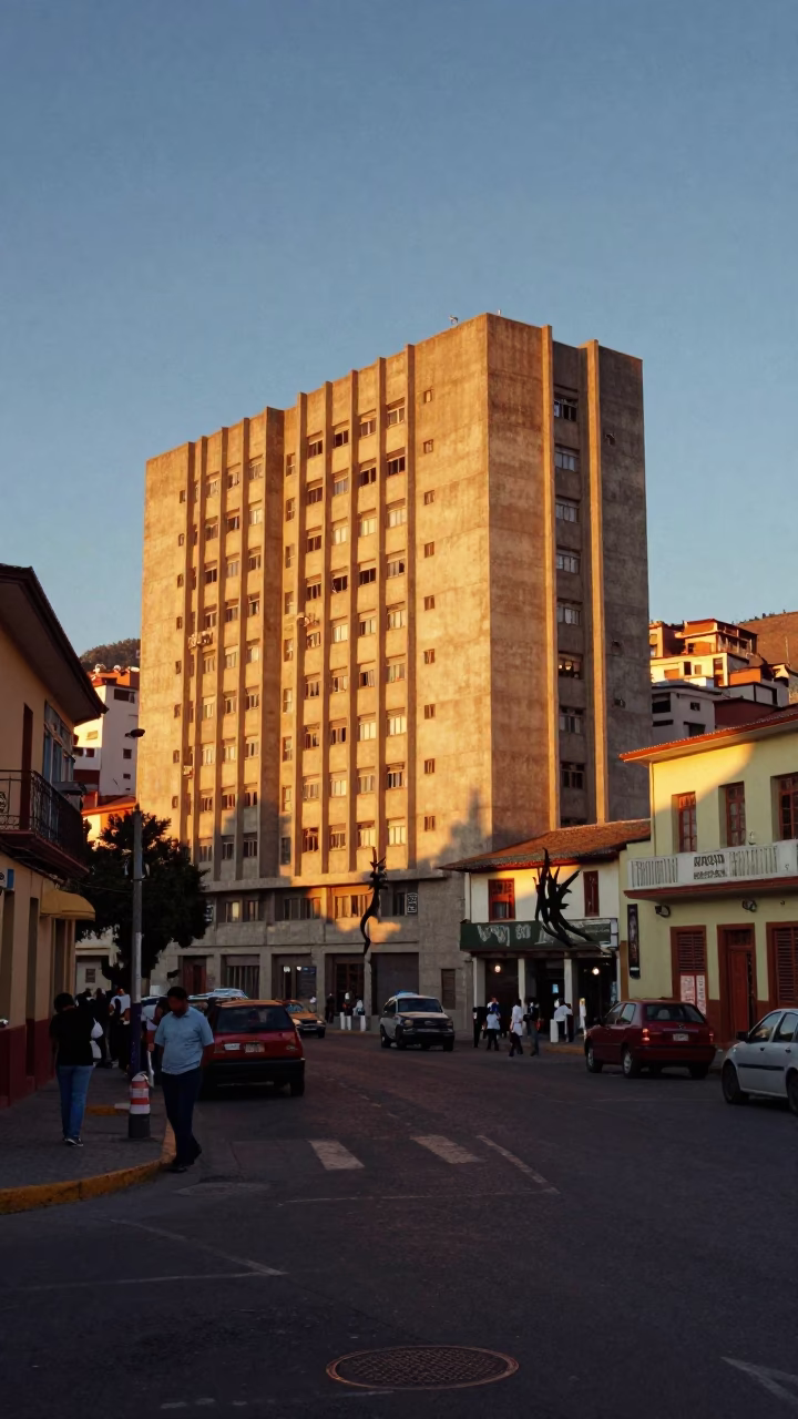 Sunset Light on Street Scene in La Paz in in La Paz, Bolivia